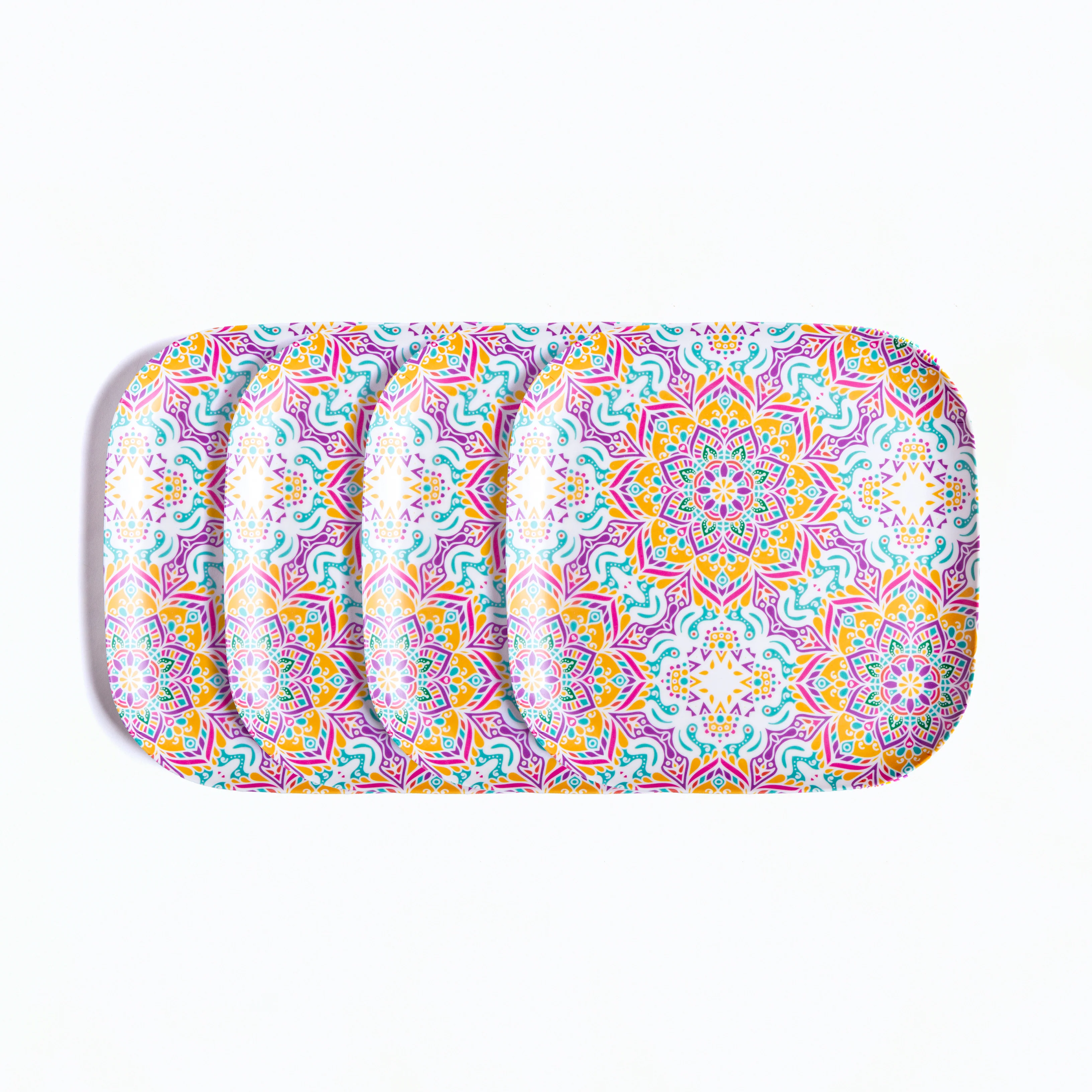 Sunrise Mandala Bamboo Dinner Plates- Set of 4 - Image 3
