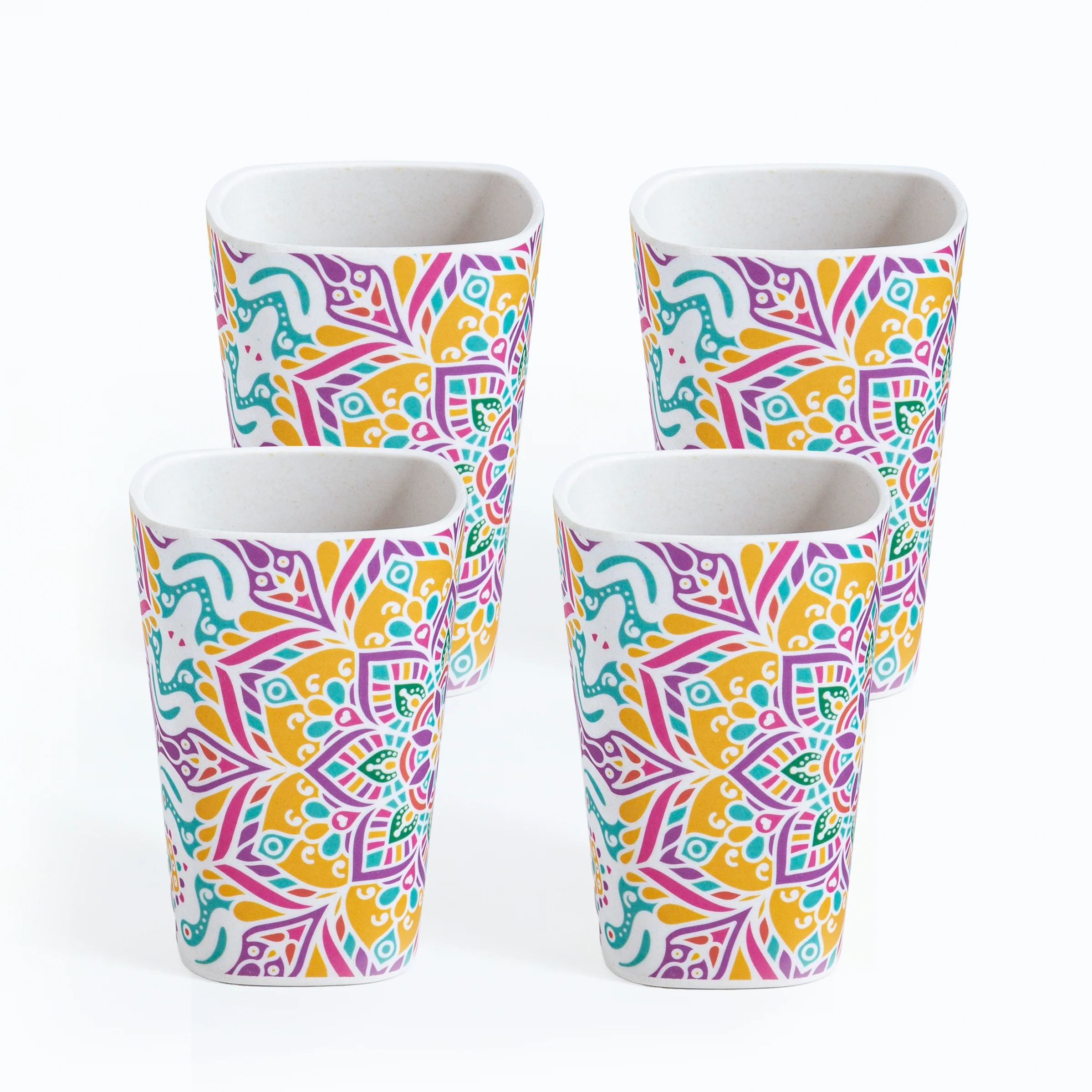 Sunrise Mandala Bamboo Water & Juice Glasses- Set of 4 - Image 3
